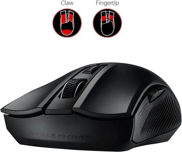 Alt view image 4 of 7 - ASUS ROG Strix Carry Portable Wireless + Bluetooth Ergonomic Optical Gaming Mouse with PixArt 3330 Optical Sensor (7200 dpi / 30g Acceleration / 150 IPS), Swappable Omron Switches
