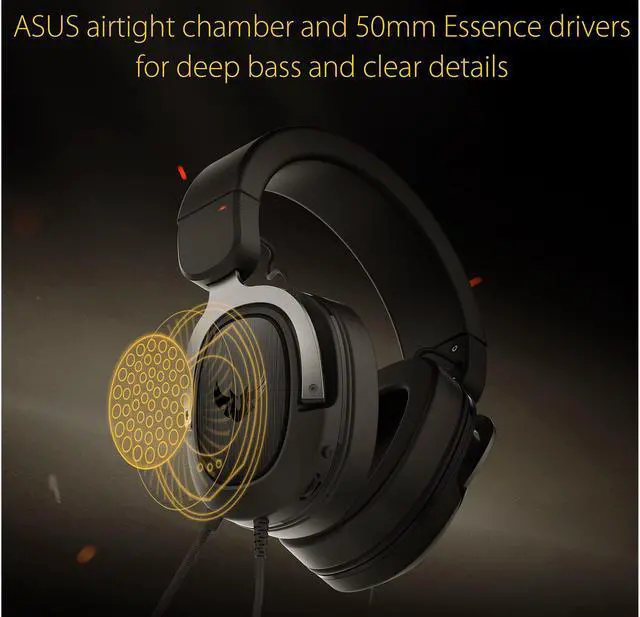 Alt view image 5 of 6 - ASUS TUF H3 Gaming Headset H3 – Discord, TeamSpeak Certified |7.1 Surround Sound | Gaming Headphones with Boom Microphone for PC, Playstation 4, Nintendo Switch, Xbox One, Mobile Devices