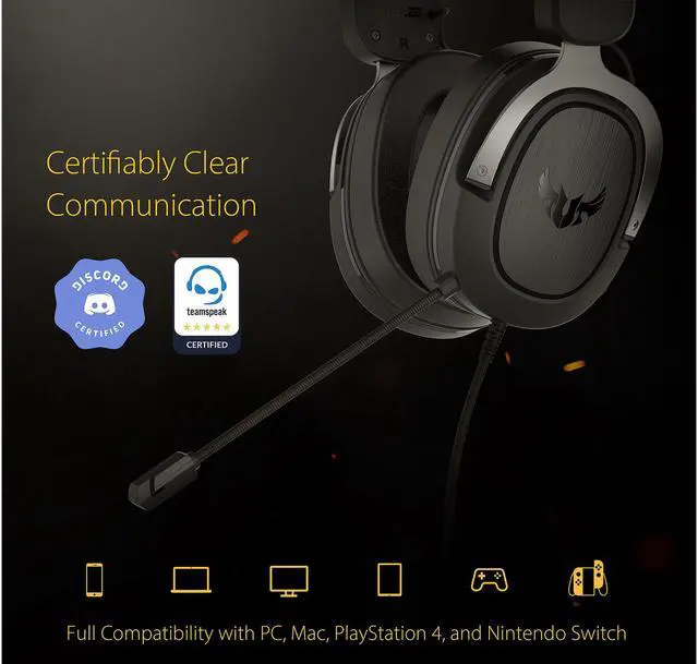 Alt view image 6 of 6 - ASUS TUF H3 Gaming Headset H3 – Discord, TeamSpeak Certified |7.1 Surround Sound | Gaming Headphones with Boom Microphone for PC, Playstation 4, Nintendo Switch, Xbox One, Mobile Devices