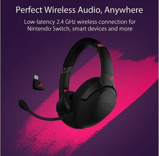Alt view image 2 of 7 - ASUS ROG Strix Go 2.4 Electro Punk 3.5mm/ USB Connector Circumaural USB-C 2.4 GHz Wireless Gaming Headset