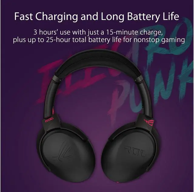 Alt view image 5 of 7 - ASUS ROG Strix Go 2.4 Electro Punk 3.5mm/ USB Connector Circumaural USB-C 2.4 GHz Wireless Gaming Headset