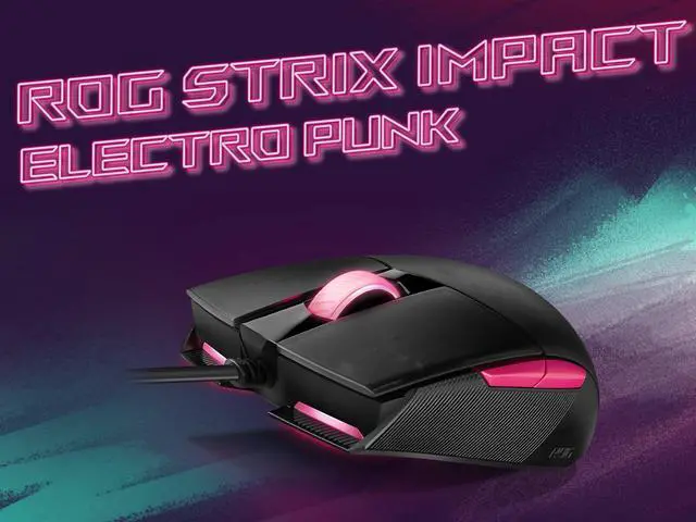 Alt view image 2 of 6 - ASUS ROG Strix Impact II Electro Punk 90MP01U0-BMUA00 Black, Pink 5 Buttons 1 x Wheel USB Wired Optical Gaming Mouse