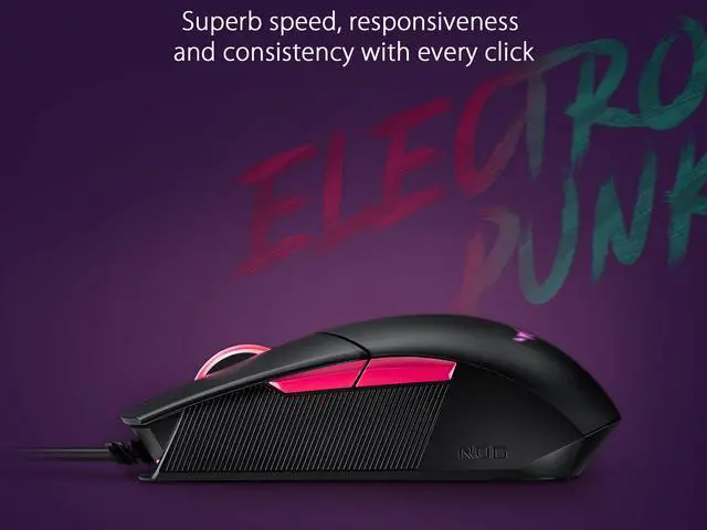 Alt view image 4 of 6 - ASUS ROG Strix Impact II Electro Punk 90MP01U0-BMUA00 Black, Pink 5 Buttons 1 x Wheel USB Wired Optical Gaming Mouse