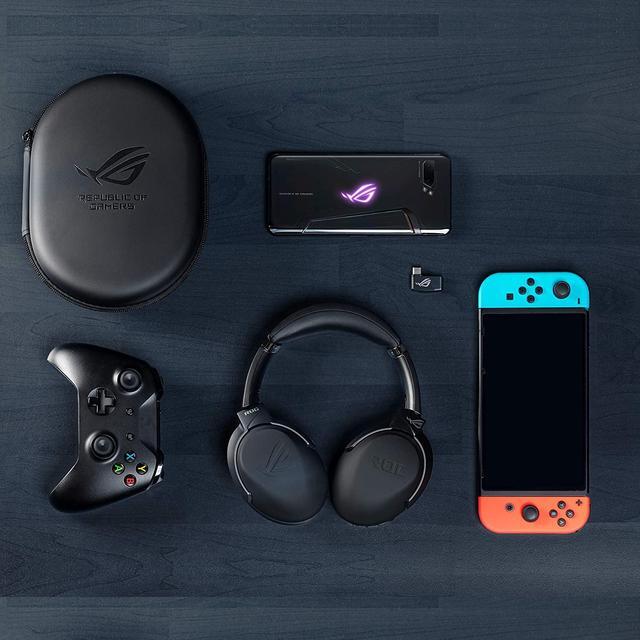 Alt view image 6 of 7 - ASUS ROG Strix Go 2.4 Wireless Gaming Headset with USB-C 2.4 GHz Adapter | Ai Powered Noise-Cancelling Microphone | Over-ear Headphones for PC, Mac, Nintendo Switch, and PS5/4