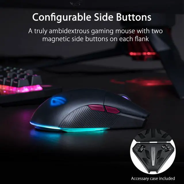 Alt view image 3 of 7 - ASUS Optical Gaming Mouse - ROG Pugio II | Ergonomic & Truly Ambidextrous PC Gaming Mouse | Configurable & Swappable Side Buttons | 16,00 DPI Optical Sensor | Aura Sync RGB Tactile Mice