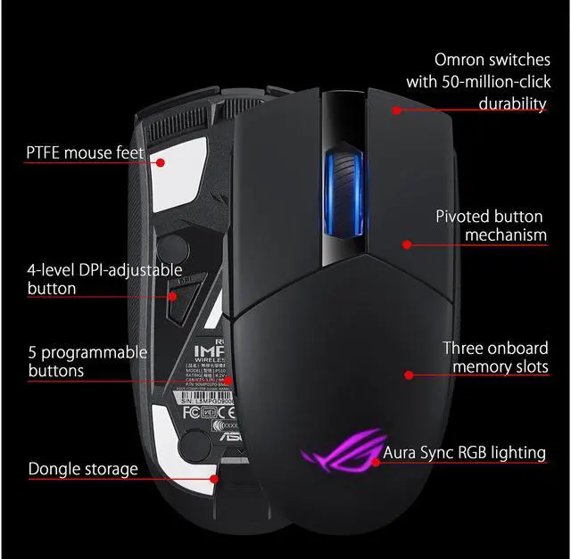Alt view image 6 of 7 - ASUS ROG Strix Impact II Wireless Gaming Mouse