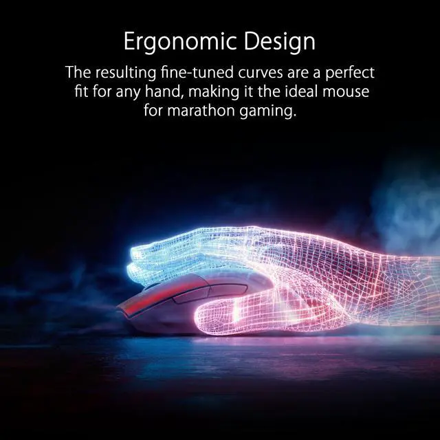 Alt view image 3 of 8 - ASUS ROG Keris Wireless Lightweight Gaming Mouse (ROG 16,000 DPI sensor, push-fit switch sockets, swappable side buttons, ROG Omni Mouse feet, ROG Paracord and Aura Sync RGB lighting)