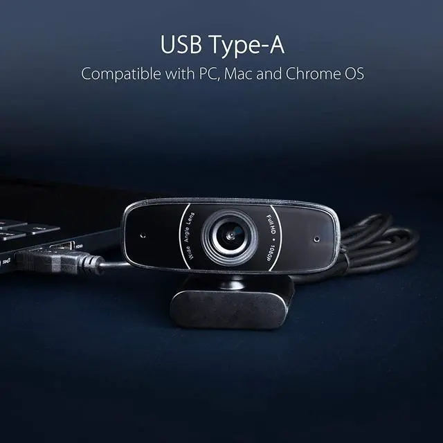 Alt view image 6 of 10 - ASUS Webcam C3 1080p HD USB Camera - Beamforming Microphone, Tilt-adjustable, 360 Degree Rotation, Wide Field of View, Compatible with Skype, Microsoft Teams and Zoom