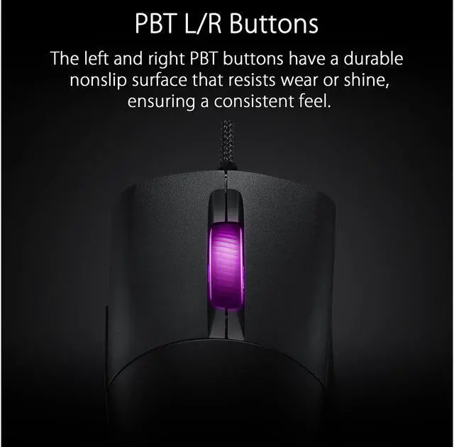 Alt view image 8 of 8 - ASUS ROG Keris Ultra Lightweight Wired Gaming Mouse | Tuned ROG 16,000 DPI Sensor, Hot-Swappable Switches, PBT L/R Keys, Swappable Side Buttons, ROG Omni Mouse Feet, ROG Paracord & Aura Sync RGB