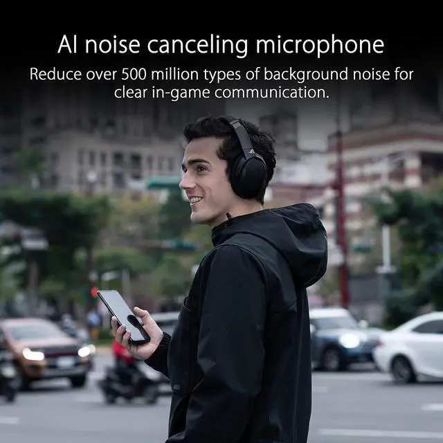 Alt view image 5 of 6 - ASUS ROG Strix Go BT Gaming Headset (AI noise-canceling microphone, Hi-Res Audio, Active Noise Cancellation, Bluetooth, 3.5mm, Compatible with Laptop, PS5, Nintendo Switch and Smart Devices)