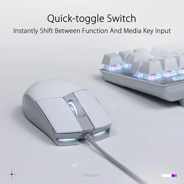 Alt view image 6 of 7 - ASUS ROG Strix Impact II Moonlight White Gaming Mouse | Ambidextrous and Lightweight Design, 6200 DPI Optical Sensor, Push-Fit Hot Swappable Switches, Aura Sync RGB Lighting, Minimal Design