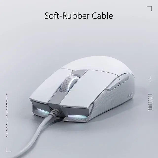 Alt view image 5 of 7 - ASUS ROG Strix Impact II Moonlight White Gaming Mouse | Ambidextrous and Lightweight Design, 6200 DPI Optical Sensor, Push-Fit Hot Swappable Switches, Aura Sync RGB Lighting, Minimal Design