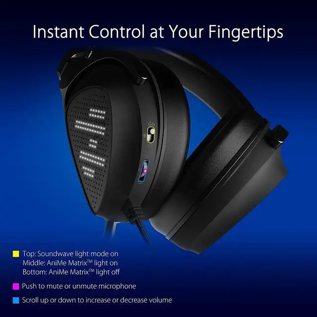 Alt view image 7 of 7 - ASUS ROG Delta S Animate Gaming Headset | Customizable AniMe Matrix LED Display, AI Noise-Canceling Mic, Hi-Res ESS 9281 Quad DAC, Lightweight, USB-C, For PC, Mac, PS5, Switch and Mobile Devices