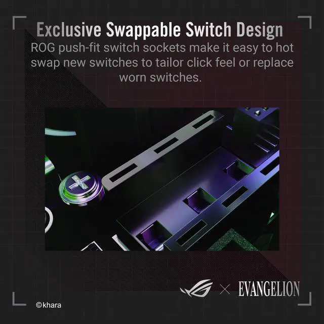 Alt view image 5 of 7 - ASUS ROG Keris Wireless EVA Edition Gaming Mouse, Tri-mode connectivity (2.4GHz RF, Bluetooth, Wired), 16000 DPI Sensor, 7 Programmable Buttons, PBT, Hot-Swappable, Paracord Cable (90MP02S0-BMAA00)