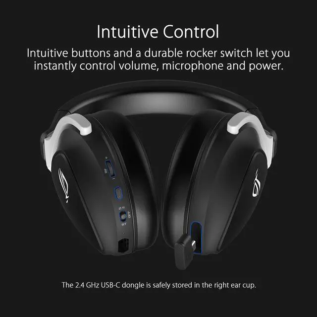 Alt view image 7 of 7 - ASUS ROG Delta S Wireless Gaming Headset (AI Beamforming Mic, 7.1 Surround Sound, 50mm Drivers, Lightweight, Low-latency, 2.4GHz, Bluetooth, USB-C, For PC, Mac, PS4, PS5, Switch, Mobile Device) - Black
