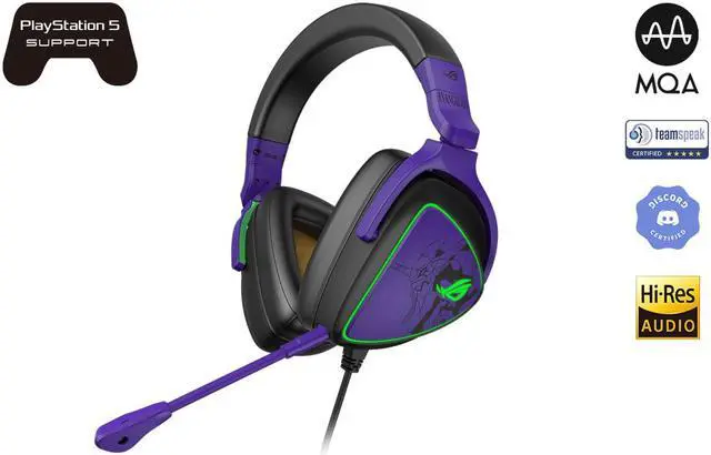 Alt view image 4 of 5 - ASUS ROG Delta S EVA Edition Gaming Headset (AI Noise-Canceling Mic,Hi-Res ESS 9281 Quad DAC,RGB Lighting,Lightweight,MQA tech, USB-C,for PC, Mac,PS4,PS5,Switch and Mobile Devices) Evangelion