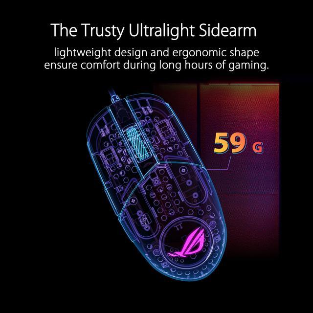 Alt view image 2 of 7 - Asus ROG Strix Impact III Gaming Mouse, Semi-Ambidextrous, Wired, Lightweight, 12000 DPI sensor, 5 programmable buttons, Replaceable switches, Paracord cable, FPS gaming mouse, Black