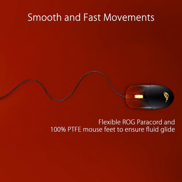 Alt view image 5 of 7 - Asus ROG Strix Impact III Gaming Mouse, Semi-Ambidextrous, Wired, Lightweight, 12000 DPI sensor, 5 programmable buttons, Replaceable switches, Paracord cable, FPS gaming mouse, Black