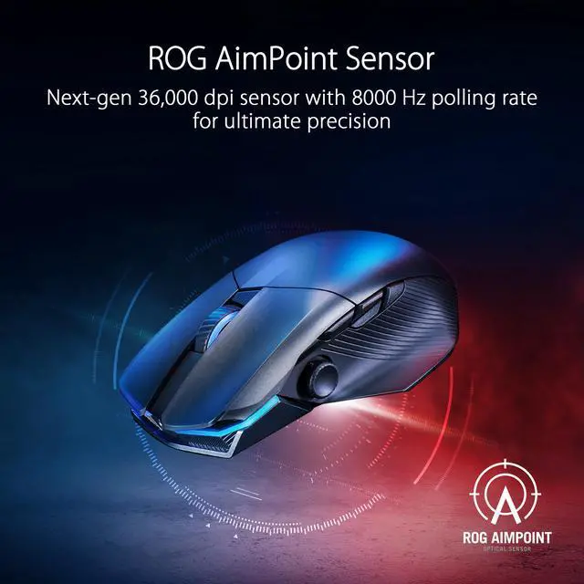 Alt view image 2 of 7 - Asus ROG Chakram X Origin Gaming Mouse, Tri-mode connectivity (2.4GHz RF, Bluetooth, Wired), 36000 DPI sensor, 11 programmable buttons, Detachable joystick, Paracord cable, Black