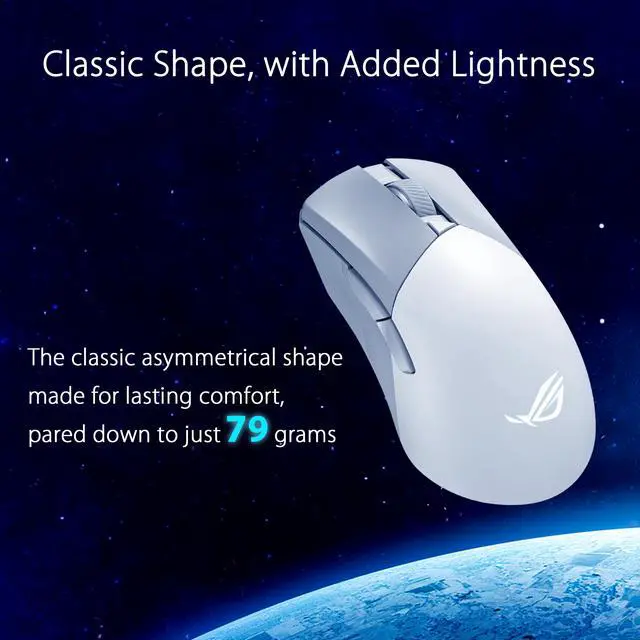 Alt view image 4 of 7 - Asus ROG Gladius III Wireless AimPoint Gaming Mouse, Connectivity (2.4GHz RF, Bluetooth, Wired), 36000 DPI sensor, 6 programmable buttons, ROG SpeedNova, Replaceable switches, Paracord cable, White