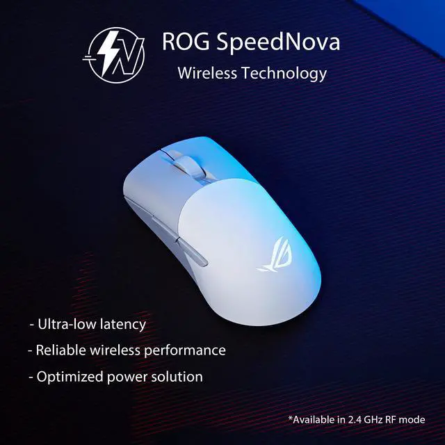 Alt view image 3 of 7 - Asus ROG Keris Wireless AimPoint Gaming Mouse, Tri-mode connectivity (2.4GHz RF, Bluetooth, Wired), 36000 DPI sensor, 5 programmable buttons, ROG SpeedNova, Replaceable switches, Paracord cable, White