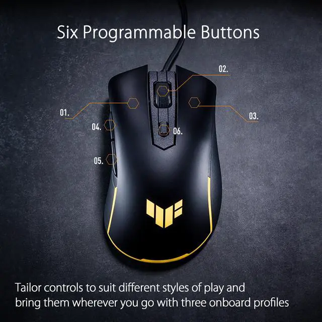 Alt view image 6 of 12 - ASUS TUF Gaming M3 Gen II ultralight 59-gram wired gaming mouse, IP56 dust and water resistance, 8000 dpi sensor, six programmable buttons, Black