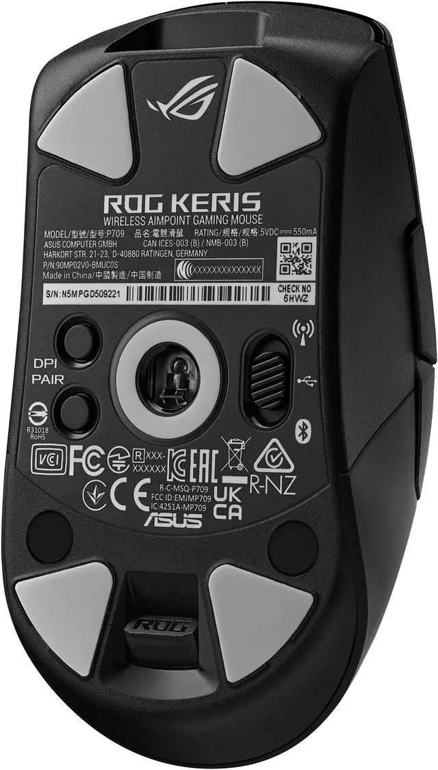 Alt view image 7 of 7 - Asus ROG Keris Wireless AimPoint Gaming Mouse, Tri-mode connectivity (2.4GHz RF, Bluetooth, Wired), 36000 DPI sensor, 5 programmable buttons, ROG SpeedNova, Replaceable switches, Paracord cable, Black