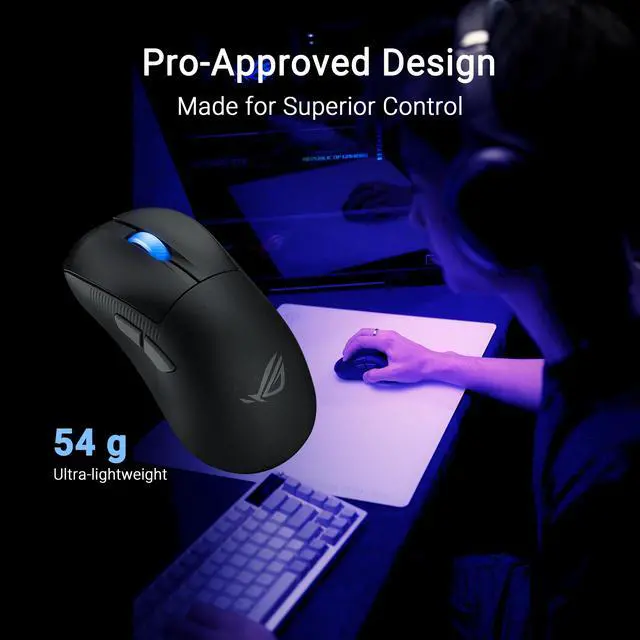 Alt view image 3 of 14 - ASUS ROG Keris II WL Ace (54-gram ergonomic mouse, 42000-dpi, ROG Micro Switch, SpeedNova wireless technology, ROG Polling Rate Booster, 4000 Hz in wireless mode, up to 8000 Hz in wired mode) - Black