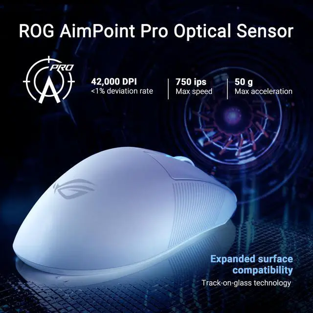 Alt view image 5 of 14 - ASUS ROG Keris II WL Ace (54-gram ergonomic mouse, 42000-dpi, ROG Micro Switch, SpeedNova wireless technology, ROG Polling Rate Booster, 4000 Hz in wireless mode, up to 8000 Hz in wired mode) - Black