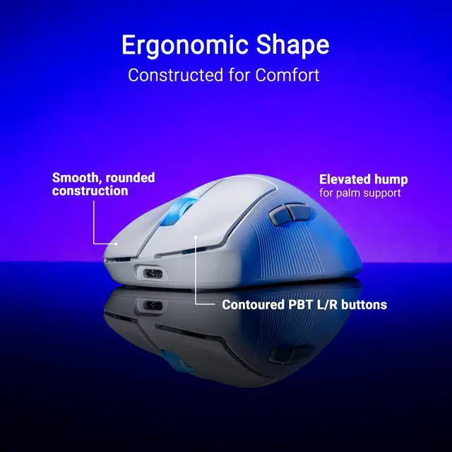 Alt view image 2 of 14 - ASUS ROG Keris II WL Ace (54-gram ergonomic mouse, 42000-dpi, ROG Micro Switch, SpeedNova wireless technology, ROG Polling Rate Booster, 4000 Hz in wireless mode, up to 8000 Hz in wired mode) - White