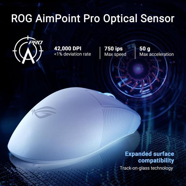 Alt view image 5 of 14 - ASUS ROG Keris II WL Ace (54-gram ergonomic mouse, 42000-dpi, ROG Micro Switch, SpeedNova wireless technology, ROG Polling Rate Booster, 4000 Hz in wireless mode, up to 8000 Hz in wired mode) - White