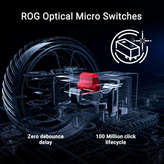 Alt view image 6 of 14 - ASUS ROG Keris II WL Ace (54-gram ergonomic mouse, 42000-dpi, ROG Micro Switch, SpeedNova wireless technology, ROG Polling Rate Booster, 4000 Hz in wireless mode, up to 8000 Hz in wired mode) - White
