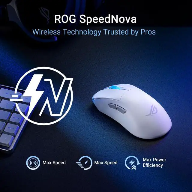 Alt view image 7 of 14 - ASUS ROG Keris II WL Ace (54-gram ergonomic mouse, 42000-dpi, ROG Micro Switch, SpeedNova wireless technology, ROG Polling Rate Booster, 4000 Hz in wireless mode, up to 8000 Hz in wired mode) - White