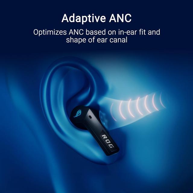 Alt view image 7 of 9 - ASUS ROG Cetra True Wireless Gaming Headphones (2.4 GHz & Bluetooth 5.3, ROG SpeedNova, 24-bit 96 kHz audio, Dirac Opteo, Bone-Conduction AI Microphones, Adaptive ANC, 46-Hour Battery Life) - Black