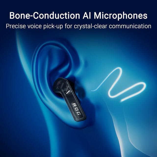 Alt view image 6 of 9 - ASUS ROG Cetra True Wireless Gaming Headphones (2.4 GHz & Bluetooth 5.3, ROG SpeedNova, 24-bit 96 kHz audio, Dirac Opteo, Bone-Conduction AI Microphones, Adaptive ANC, 46-Hour Battery Life) - Black