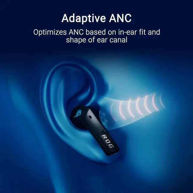 Alt view image 7 of 9 - ASUS ROG Cetra True Wireless Gaming Headphones (2.4 GHz & Bluetooth 5.3, ROG SpeedNova, 24-bit 96 kHz audio, Bone-Conduction AI Microphones, Adaptive ANC, 46-Hour Battery Life) - Moonlight White