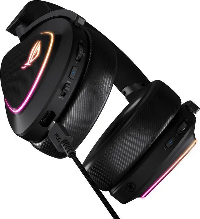 Alt view image 5 of 6 - ASUS ROG Delta II Wireless Gaming Headset (50mm Titanium Drivers, ROG SpeedNova, 10mm Super-Wideband Mic, 110+HR Battery, DualFlow Audio, BT, 2.4 GHz, 3.5 mm, For PC, Switch, PS4, PS5, Xbox) - Black