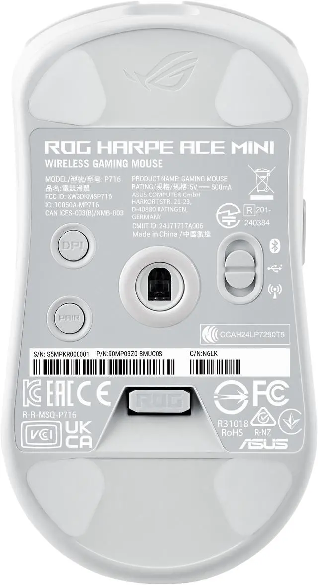 Alt view image 8 of 9 - ASUS ROG Harpe Ace Mini Wireless Gaming Mouse - 49g Lightweight, AimPoint Pro 42K Optical Sensor, Optical Micro Switches, ROG Polling Rate Booster, Esports & FPS Gaming Ready - White