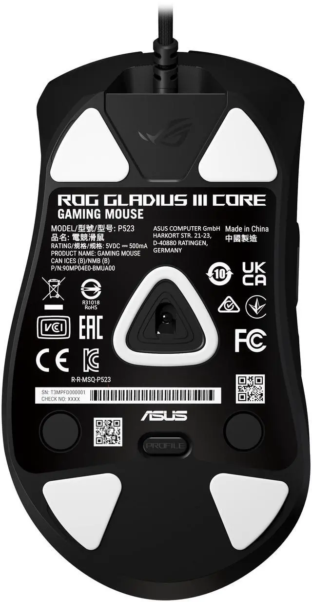 Alt view image 7 of 7 - ASUS ROG Gladius III Gaming Mouse, Ergonomic, 12000 DPI Optical Sensor, ROG Micro Switches, Push-Fit Switch Socket, 5 Memory Profiles, Aura Sync RGB