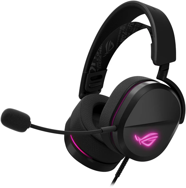 Alt view image 2 of 8 - ASUS ROG Pelta Core Wired Gaming Headset with Detachable Mic - USB-C with USB-A Adapter, 50mm Titanium-Plated Drivers, Parametric EQ, Aura Sync RGB, Lightweight 300g, for PC, Mac, PS4, PS5, Nintendo Switch, iOS and Android - Black