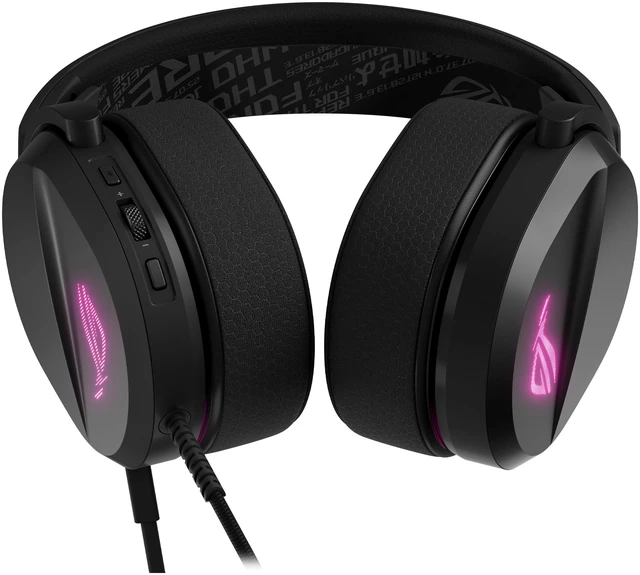 Alt view image 3 of 8 - ASUS ROG Pelta Core Wired Gaming Headset with Detachable Mic - USB-C with USB-A Adapter, 50mm Titanium-Plated Drivers, Parametric EQ, Aura Sync RGB, Lightweight 300g, for PC, Mac, PS4, PS5, Nintendo Switch, iOS and Android - Black