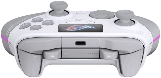 Alt view image 12 of 13 - ASUS ROG Raikiri II Pro PC Controller, Wired/2.4GHz/Bluetooth, 8K Polling Rate, Hot-Swappable TMR Joysticks, Full-Color Panel, Dual-Mode Triggers, Micro-Switch Buttons, White