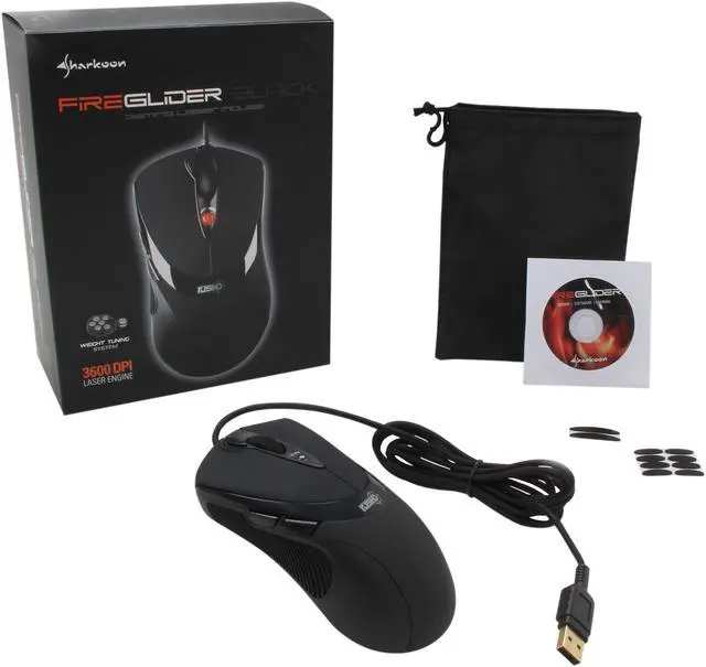 Alt view image 6 of 5 - SHARKOON FireGlider 000SKFG Black 7 Buttons 1 x Wheel USB Wired Laser Gaming Mouse