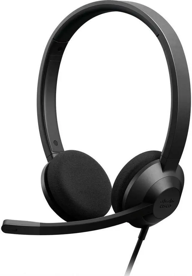 Alt view image 2 of 3 - Cisco 322 Wired Headset - Dual On-Ear - 6.56ft Cable - Noise Cancelling Mic- RJ-9 - Carbon Black