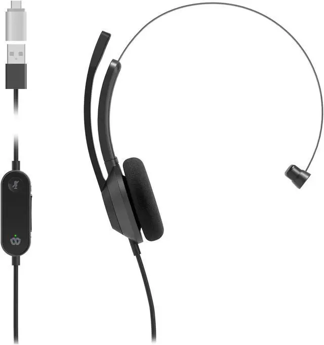 Main image of Cisco 321 Wired Single Ear Headsets - Teams Qualified - USB-C - Carbon Black