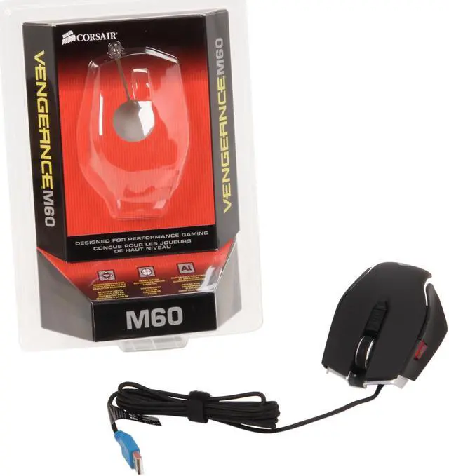 Alt view image 6 of 6 - Corsair Vengeance M60  Black 8 Buttons 1 x Wheel USB Wired Laser 5700 dpi Performance, FPS Gaming Mouse