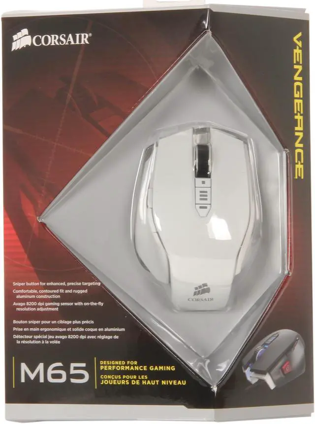 Alt view image 6 of 6 - Corsair Vengeance M65 CH-9000022-NA White 8 Buttons USB Wired Laser Gaming Mouse