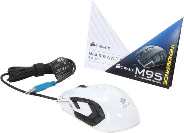 Alt view image 5 of 6 - Corsair Vengeance M95 USB Wired Laser Gaming Mouse - White