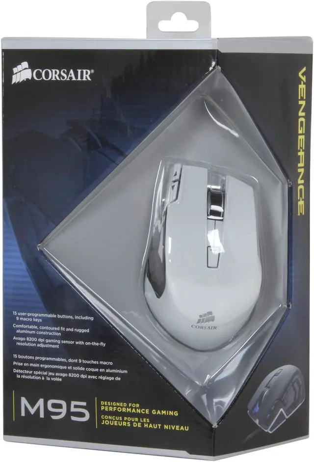 Alt view image 6 of 6 - Corsair Vengeance M95 USB Wired Laser Gaming Mouse - White