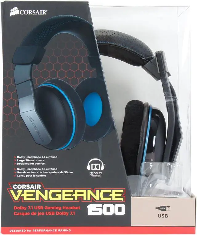 Alt view image 8 of 8 - Corsair Vengeance 1500 v2 USB Connector Circumaural Dolby 7.1 Gaming Headset